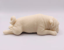 Load image into Gallery viewer, Pug gift | pug lover gift | unique pug gift | pug dog | Sleepy Pug Vegan Soap This sleepy pug soap is not only adorable but vegan, cruelty-free, and wrapped with beautiful eco-friendly packaging, it's the perfect blend of pampering and planet-friendly goodness! 
Available in your choice of colour and essential oil: