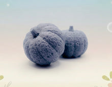 Load image into Gallery viewer, Handmade vegan soaps featuring a set of two chunky pumpkins gift boxed in beautiful eco friendly packaging crafted with natural French clays, activated charcoal and essential oils. a eco-friendly, zero waste gift that’s cruelty-free, skin-nourishing, and perfect gift for autumn lovers and halloween gifts. small business UK