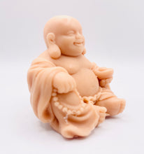 Load image into Gallery viewer, Handmade vegan soaps featuring a chunky buddha in beautiful eco friendly packaging. crafted with natural French clays, activated charcoal and essential oils. a eco-friendly, zero waste gift that’s cruelty-free, skin-nourishing, the perfect gift for any Buddhist or spiritualist. small business UK