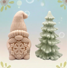 Load image into Gallery viewer, Handmade vegan snowdrop gnome and Christmas tree shaped vegan soaps gift boxed. crafted with natural French clays, activated charcoal and essential oils. a eco-friendly, zero waste gift that’s cruelty-free, skin-nourishing, and perfect for gifting. small business UK