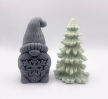Load image into Gallery viewer, Handmade vegan snowdrop gnome and Christmas tree shaped vegan soaps gift boxed. crafted with natural French clays, activated charcoal and essential oils. a eco-friendly, zero waste gift that’s cruelty-free, skin-nourishing, and perfect for gifting. small business UK