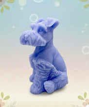 Load image into Gallery viewer, Handmade vegan soaps featuring a large schnauzer dog, in beautiful eco friendly packaging. crafted with natural French clays, activated charcoal and essential oils. a eco-friendly, zero waste gift that’s cruelty-free, skin-nourishing, the perfect gift for dog lovers and animal lovers. small business UK