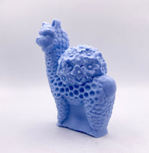 Load image into Gallery viewer, Handmade vegan soaps featuring a llama or alpaca carrying a bouquet of flowers on its back wrapped in beautiful eco friendly packaging crafted with natural French clays, activated charcoal and essential oils. a eco-friendly, zero waste gift that’s cruelty-free, skin-nourishing, and perfect for alpaca or llama gifts and animal themed gifts. small business UK