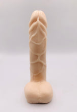 Load image into Gallery viewer, Novelty vegan soap in the shape of a penis with vein details. Highly realistic! Perfect for Pride Gifts UK, hen party gifts or fun secret Santa gift. Wrapped in beautiful eco friendly packaging. Small business UK.