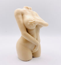 Load image into Gallery viewer, Handmade vegan soaps featuring an athletic female sculpture, packaged in beautiful eco friendly packaging. crafted with natural French clays, activated charcoal and essential oils. a eco-friendly, zero waste gift that’s cruelty-free, skin-nourishing, the perfect gift for valentines or pride gifts. small business UK