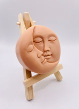 Load image into Gallery viewer, Handmade vegan soaps featuring a sun and moon. crafted with natural French clays, activated charcoal and essential oils. a eco-friendly, zero waste gift that’s cruelty-free, skin-nourishing, and perfect for moon lovers. friendship gifts and mothers day gifts. small business UK