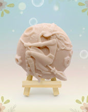 Load image into Gallery viewer, Witch flying on her broomstick with the moon behind her. Handmade vegan and cruelty free soap.