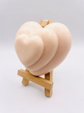Load image into Gallery viewer, Handmade vegan soaps featuring a beautiful heart in beautiful eco friendly packaging crafted with natural French clays, activated charcoal and essential oils. a eco-friendly, zero waste gift that’s cruelty-free, skin-nourishing, and perfect for valentines day and romantic themed gifts. small business UK