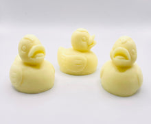 Load image into Gallery viewer, duck Gift | duck unique gift, rubber duck gift, Little Ducks Vegan Soaps - Gift Boxed Quack, quack! Looking for the perfect gift? Look no further! This set of 3 duck soaps are perfect for popping into a hamper, gifting, or keeping for yourself because let’s be honest - they’re adorable! Vegan and cruelty-free, these soaps are gentle on your skin and on the planet! Plus, they come gift boxed in eco-friendly packaging, so you can feel good about. modern gifts. handmade home style. zero waste gifts