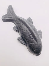 Load image into Gallery viewer, Handmade vegan soaps shaped as a large koi fish. crafted with natural French clays, activated charcoal and essential oils. a eco-friendly, zero waste gift thatās cruelty-free, skin-nourishing, and perfect for fishermen and gifts for him. Small business UK
