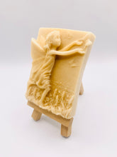 Load image into Gallery viewer, Handmade vegan soap featuring a pretty fairy chasing a butterfly and packaged in beautiful eco friendly packaging. crafted with natural French clays, activated charcoal and essential oils. a eco-friendly, zero waste gift thatās cruelty-free, skin-nourishing, and perfect for fairy lovers and whimsical themed gifts. Small business UK