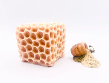 Load image into Gallery viewer, Handmade vegan soaps featuring a gorgeous honeycomb chunky design soap. crafted with natural French clays, activated charcoal and essential oils. a eco-friendly, zero waste gift that’s cruelty-free, skin-nourishing, and perfect for bee lovers and gifting. UK Small Business