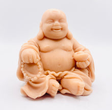 Load image into Gallery viewer, Handmade vegan soaps featuring a chunky buddha in beautiful eco friendly packaging. crafted with natural French clays, activated charcoal and essential oils. a eco-friendly, zero waste gift that’s cruelty-free, skin-nourishing, the perfect gift for any Buddhist or spiritualist. small business UK