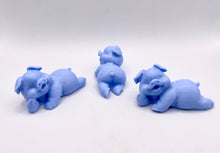Load image into Gallery viewer, Handmade vegan soaps featuring a set of three cute laughing pigs, gift boxed in beautiful eco friendly packaging. crafted with natural French clays, activated charcoal and essential oils. a eco-friendly, zero waste gift thatās cruelty-free, skin-nourishing, and perfect for animal lovers, pig lovers and teacher appreciation gifts. small business UK