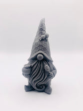 Load image into Gallery viewer, Handmade vegan soaps featuring a gorgeous honey bee design gnome soap. gnome is holding a honeypot and has a bee on his hat. crafted with natural French clays, activated charcoal and essential oils. a eco-friendly, zero waste gift that’s cruelty-free, skin-nourishing, and perfect for gnome lovers and gifting. Small Business UK