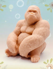 Load image into Gallery viewer, Handmade vegan soaps featuring a huge detailed gorilla soap gift boxed in beautiful eco friendly packaging crafted with natural French clays, activated charcoal and essential oils. a eco-friendly, zero waste gift that’s cruelty-free, skin-nourishing, and perfect for gorilla lovers, gifts for him and animal themed gifts. small business UK