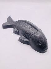 Load image into Gallery viewer, Handmade vegan soaps shaped as a large koi fish. crafted with natural French clays, activated charcoal and essential oils. a eco-friendly, zero waste gift thatās cruelty-free, skin-nourishing, and perfect for fishermen and gifts for him. Small business UK