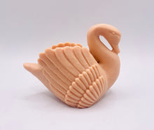 Load image into Gallery viewer, Handmade vegan soaps featuring a graceful swan and packed in beautiful eco friendly packaging crafted with natural French clays, activated charcoal and essential oils. a eco-friendly, zero waste gift that’s cruelty-free, skin-nourishing, and perfect for swan lovers, wedding favours and animal themed gifts. small business UK