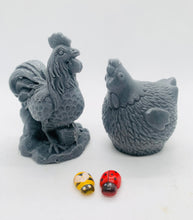 Load image into Gallery viewer, Handmade vegan chicken shaped vegan soaps, set of 2, gift boxed in beautiful eco friendly packaging. crafted with natural French clays, activated charcoal and essential oils. a eco-friendly, zero waste gift that’s cruelty-free, skin-nourishing, and perfect for animal lovers. Small Business UK