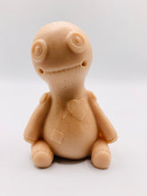 Load image into Gallery viewer, Handmade vegan soaps featuring a voodoo doll with stitching soap. crafted with natural French clays, activated charcoal and essential oils. a eco-friendly, zero waste gift that’s cruelty-free, skin-nourishing, and perfect for alternative gifts and Halloween gifts. Small business UK