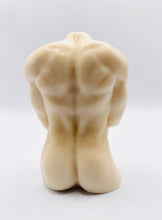 Load image into Gallery viewer, Handmade vegan soaps featuring a masculine male sculpture, packaged in beautiful eco friendly packaging. crafted with natural French clays, activated charcoal and essential oils. a eco-friendly, zero waste gift that’s cruelty-free, skin-nourishing, the perfect gift for Pride or hen party gifts. small business UK