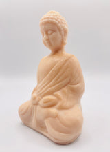 Load image into Gallery viewer, Handmade vegan soaps featuring a detailed buddha, in beautiful eco friendly packaging. crafted with natural French clays, activated charcoal and essential oils. a eco-friendly, zero waste gift that’s cruelty-free, skin-nourishing, the perfect gift for buddha lovers, or for spiritual gifts. small business UK