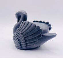 Load image into Gallery viewer, Handmade vegan soaps featuring a graceful swan and packed in beautiful eco friendly packaging crafted with natural French clays, activated charcoal and essential oils. a eco-friendly, zero waste gift that’s cruelty-free, skin-nourishing, and perfect for swan lovers, wedding favours and animal themed gifts. small business UK