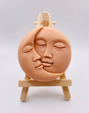 Load image into Gallery viewer, Handmade vegan soaps featuring a sun and moon. crafted with natural French clays, activated charcoal and essential oils. a eco-friendly, zero waste gift that’s cruelty-free, skin-nourishing, and perfect for moon lovers. friendship gifts and mothers day gifts. small business UK wrapped in beautiful eco friendly packaging.