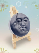 Load image into Gallery viewer, Handmade vegan soaps featuring a sun and moon. crafted with natural French clays, activated charcoal and essential oils. a eco-friendly, zero waste gift that’s cruelty-free, skin-nourishing, and perfect for moon lovers. friendship gifts and mothers day gifts. small business UK