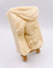 Load image into Gallery viewer, Handmade vegan soaps featuring mother and her new baby, in beautiful eco friendly packaging. crafted with natural French clays, activated charcoal and essential oils. a eco-friendly, zero waste gift that’s cruelty-free, skin-nourishing, the perfect gift for any new mother or baby shower gift. small business UK