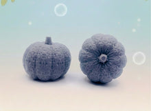 Load image into Gallery viewer, Handmade vegan soaps featuring a set of two chunky pumpkins gift boxed in beautiful eco friendly packaging crafted with natural French clays, activated charcoal and essential oils. a eco-friendly, zero waste gift that’s cruelty-free, skin-nourishing, and perfect gift for autumn lovers and halloween gifts. small business UK
