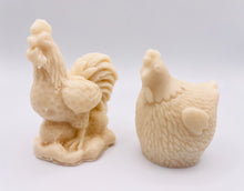 Load image into Gallery viewer, Handmade vegan chicken shaped vegan soaps, set of 2, gift boxed in beautiful eco friendly packaging. crafted with natural French clays, activated charcoal and essential oils. a eco-friendly, zero waste gift that’s cruelty-free, skin-nourishing, and perfect for animal lovers. Small Business UK
