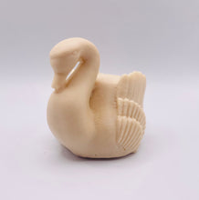 Load image into Gallery viewer, Handmade vegan soaps featuring a graceful swan and packed in beautiful eco friendly packaging crafted with natural French clays, activated charcoal and essential oils. a eco-friendly, zero waste gift that’s cruelty-free, skin-nourishing, and perfect for swan lovers, wedding favours and animal themed gifts. small business UK