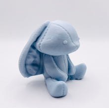 Load image into Gallery viewer, Handmade vegan soaps featuring an adorable rabbit with big floppy ears and stitching detail, in beautiful eco friendly packaging. crafted with natural French clays, activated charcoal and essential oils. a eco-friendly, zero waste gift that’s cruelty-free, skin-nourishing, the perfect gift for easter or for animal lovers. small business UK
