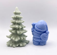 Load image into Gallery viewer, Handmade vegan Father Christmas and Christmas tree shaped vegan soaps gift boxed in beautiful eco friendly packaging. crafted with natural French clays, activated charcoal and essential oils. a eco-friendly, zero waste gift that’s cruelty-free, skin-nourishing, and perfect for animal lovers. Small business UK.