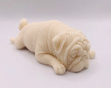 Load image into Gallery viewer, Pug gift | pug lover gift | unique pug gift | pug dog | Sleepy Pug Vegan Soap This sleepy pug soap is not only adorable but vegan, cruelty-free, and wrapped with beautiful eco-friendly packaging, it's the perfect blend of pampering and planet-friendly goodness! 
Available in your choice of colour and essential oil: