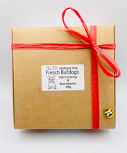Load image into Gallery viewer, Handmade vegan soaps featuring three french bulldog heads gift boxed in beautiful eco friendly packaging crafted with natural French clays, activated charcoal and essential oils. a eco-friendly, zero waste gift that’s cruelty-free, skin-nourishing, and perfect for frenchie owners, dog lovers, and animal themed gifts. small business UK