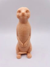 Load image into Gallery viewer, Handmade vegan soaps featuring a cheeky meerkat standing on his back legs. packaged in beautiful eco friendly packaging crafted with natural French clays, activated charcoal and essential oils. a eco-friendly, zero waste gift that’s cruelty-free, skin-nourishing, and perfect for meerkat lovers and animal themed gifts. small business UK