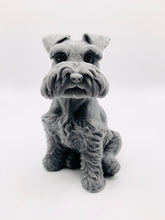Load image into Gallery viewer, Handmade vegan soaps featuring a large schnauzer dog, in beautiful eco friendly packaging. crafted with natural French clays, activated charcoal and essential oils. a eco-friendly, zero waste gift that’s cruelty-free, skin-nourishing, the perfect gift for dog lovers and animal lovers. small business UK