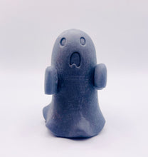 Load image into Gallery viewer, Handmade vegan soaps shaped as a cute ghost. crafted with natural French clays, activated charcoal and essential oils. a eco-friendly, zero waste gift that’s cruelty-free, skin-nourishing, and perfect for Halloween and gifting. Small Business UK