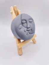 Load image into Gallery viewer, Handmade vegan soaps featuring a sun and moon. crafted with natural French clays, activated charcoal and essential oils. a eco-friendly, zero waste gift that’s cruelty-free, skin-nourishing, and perfect for moon lovers. friendship gifts and mothers day gifts. small business UK