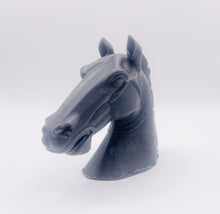Load image into Gallery viewer, Handmade vegan soaps featuring a magnificent horse head sculpture. crafted with natural French clays, activated charcoal and essential oils. a eco-friendly, zero waste gift that’s cruelty-free, skin-nourishing, and perfect for animal lovers and equestrians. Small Business UK