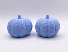 Load image into Gallery viewer, Handmade vegan soaps featuring a set of two chunky pumpkins gift boxed in beautiful eco friendly packaging crafted with natural French clays, activated charcoal and essential oils. a eco-friendly, zero waste gift that’s cruelty-free, skin-nourishing, and perfect gift for autumn lovers and halloween gifts. small business UK