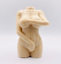 Load image into Gallery viewer, Handmade vegan soaps featuring an athletic female sculpture, packaged in beautiful eco friendly packaging. crafted with natural French clays, activated charcoal and essential oils. a eco-friendly, zero waste gift that’s cruelty-free, skin-nourishing, the perfect gift for valentines or pride gifts. small business UK