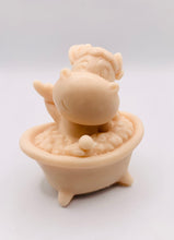 Load image into Gallery viewer, Handmade vegan soap featuring a cow in the bath scrubbing his back and packed in beautiful eco friendly packaging. crafted with natural French clays, activated charcoal and essential oils. a eco-friendly, zero waste gift that’s cruelty-free, skin-nourishing, and perfect for cow lovers or animal themed gifts. Small business UK