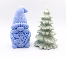 Load image into Gallery viewer, Handmade vegan snowdrop gnome and Christmas tree shaped vegan soaps gift boxed. crafted with natural French clays, activated charcoal and essential oils. a eco-friendly, zero waste gift that’s cruelty-free, skin-nourishing, and perfect for gifting. small business UK