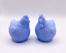 Load image into Gallery viewer, Handmade vegan chicken shaped vegan soaps, set of 2, gift boxed in beautiful eco friendly packaging. crafted with natural French clays, activated charcoal and essential oils. a eco-friendly, zero waste gift that’s cruelty-free, skin-nourishing, and perfect for animal lovers. Small Business UK
