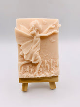 Load image into Gallery viewer, Handmade vegan soap featuring a pretty fairy chasing a butterfly and packaged in beautiful eco friendly packaging. crafted with natural French clays, activated charcoal and essential oils. a eco-friendly, zero waste gift thatās cruelty-free, skin-nourishing, and perfect for fairy lovers and whimsical themed gifts. Small business UK
