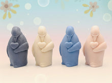 Load image into Gallery viewer, Handmade vegan soaps featuring a penguin holding a love heart packaged in beautiful eco friendly packaging crafted with natural French clays, activated charcoal and essential oils. a eco-friendly, zero waste gift that’s cruelty-free, skin-nourishing, and perfect for penguin lovers, christmas gifts and animal themed gifts. small business UK