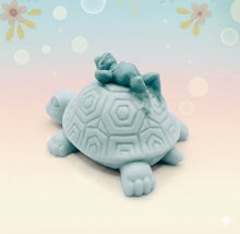 Load image into Gallery viewer, Turtle gift. Frog gift. Zero waste gift. Modern gift idea. Handmade home style. Slow and steady wins the race… especially when you’ve got a little frog friend catching a ride! 🐢💚 This adorable Turtle & Frog Soap is handmade with love, gentle on the skin and kind to the planet! Guaranteed to raise a smile every time you use it!!! 😃